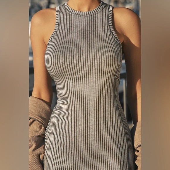 NWT Anthropologie Daily Practice “Lime Out” Razorback Tank Ribbed Midi Dress - Picture 3 of 12